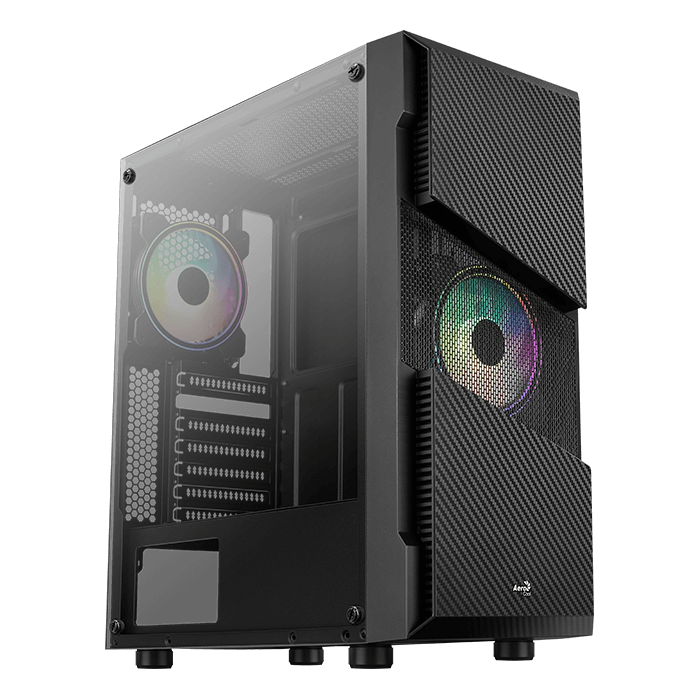 Кейс, Aerocool, Menace Saturn RGB-G-BK-v1, ATX/Micro ATX, USB 2*3.0, HD-Audio+Mic, Кулер 2*12см RGB,