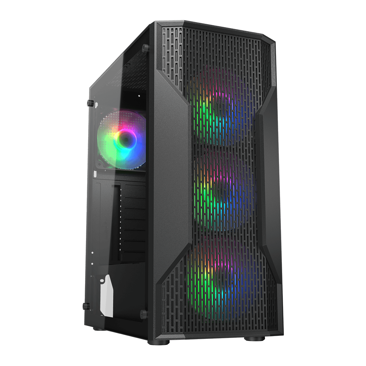 Корпус HEC Cougar, MX110 RGB, ATX/Micro ATX/Mini ITX, USB 3.0/2*2.0, HD-Audio+Mic, Кулер 4*12см RGB, Высота процессорного кулера до 158 мм, Длина VGA 