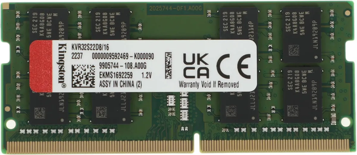 SODIMM 16GB DDR4 Kingston, KVR32S22D8/16WP, DDR4, 16GB, SO-DIMM <PC4-25600/3200MHz>