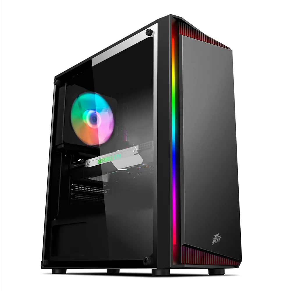 Корпус 1STPLAYER, RB-4-BK-1F5M, Mid-Tower, ATX/M-ATX/M-ITX, USB3.0*1, USB2.0*2, HD AUDIO/Mic, 5*120мм F5 вентилятор, Высота процессорного кулера до 15