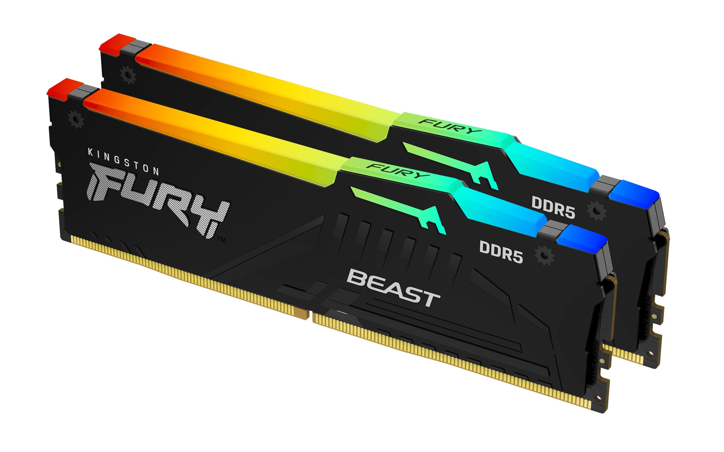 DDR5 Kingston 32 Gb kit Fury Beast RGB, KF552C40BBAK2-32, Черный ,DIMM kit <5200MHz> (2x16GB), CL40