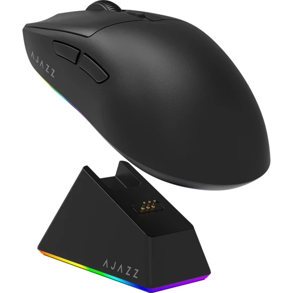 Мышь, Ajazz, AJ139/V2/MC/Black, AJ139 V2 MC, Игровая, Оптическая, PixArt PAW3311, до 12000 DPI, Беспроводная, USB, 2,4 ГГц, Bluetooth, Чёрный 