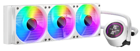 Кулер с водяным охлаждением, 1STPLAYER, TS4 360 WHITE, TS4-360-WH, intel 1151/1200/1700/1851 и amd AM4/AM5, TDP 300W, 3*120 мм, 600-1800 об/мин, 77 CF