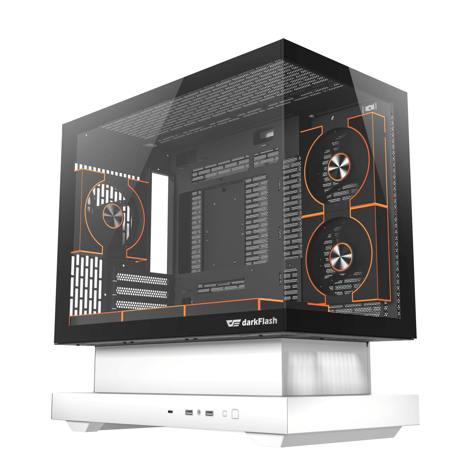 Корпус ПК без БП DarkFlash F1, White, 6xFan DM8 LINE ARGB, mATX