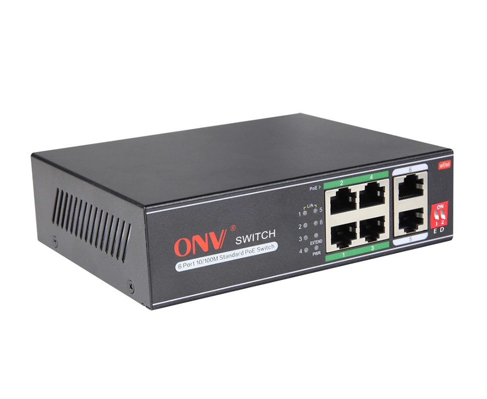 Коммутатор PoE 4-портовый ONV-H1064PLD long distance <4 порта 10/100Mbps PoE802.3at/af (max 30W на