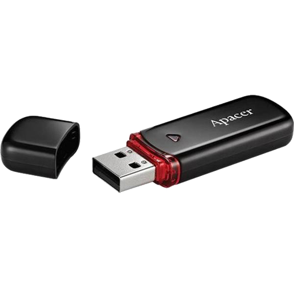 USB 2.0 64GB Apacer AH333, 64GB, Черный ,flash AP64GAH333B-1, USB 2.0, black