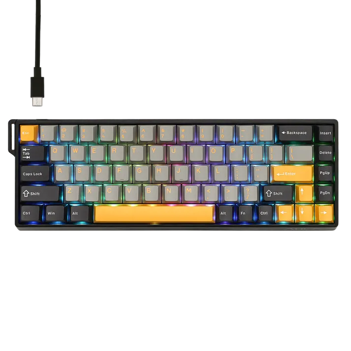 Клавиатура AULA WIN68, Dark Grey+Light Grey+Yellow, Wing Chun Magnetic switch, 68 keys EN/RU/KZ, wired