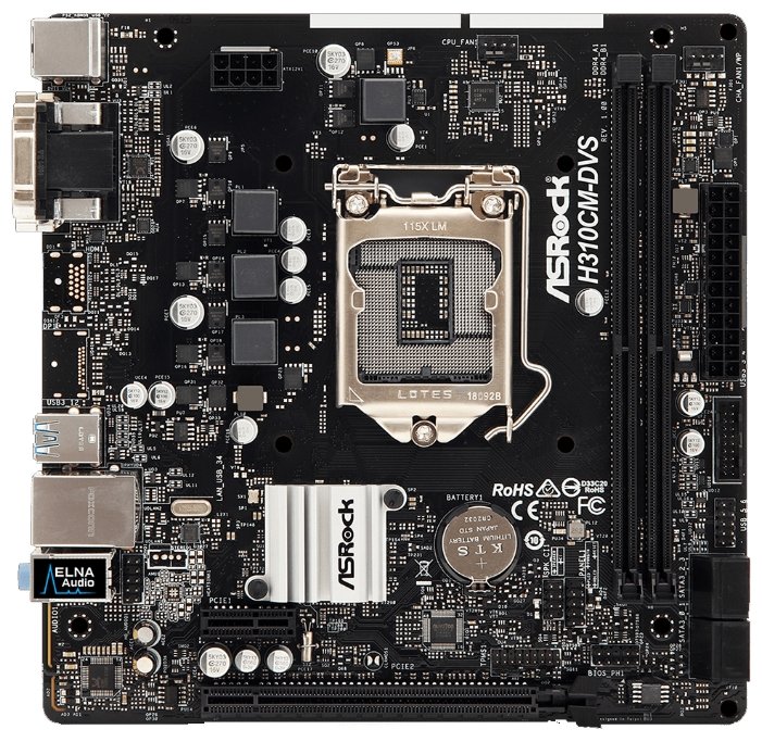 Мат.плата ASRock H310CM-DVS LGA1151 INTEL H310 2xDDR4 4xSATA3 1xD-Sub 1xDVI-D mATX