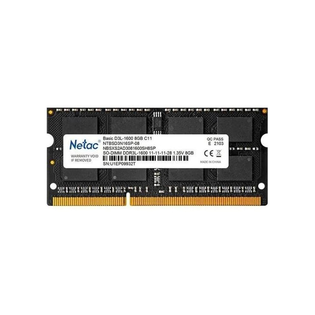 SODIMM DDR3 Netac, NTBSD3N16SP-08, DDR3, 8GB, SO-DIMM <PC3-12800/1600MHz> 1.35 В SODIMM DDR3 Netac, NTBSD3N16SP-08, DDR3, 8GB, SO-DIMM <PC3-12800/1600MHz> 1.35 В