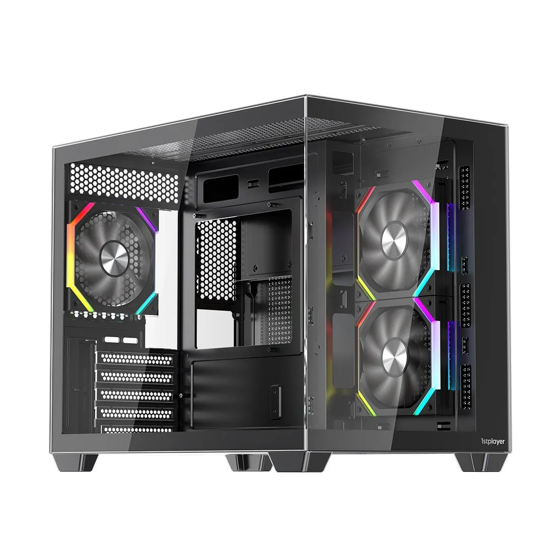 Корпус 1STPLAYER, BV6-BK, BV6-BK-2FH7R-1FH7, M-ATX / ITX, 1*3.5"/2*2.5", Вентилятор 3*12см, Высота кулера до 160 мм, Длина VGA до 410 мм, 425x275x354 