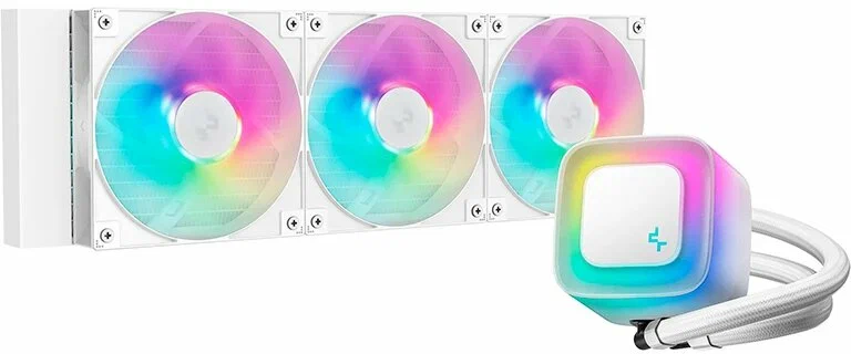 Кулер с водяным охлаждением, Deepcool, LE360 WH V2 R-LE360-WHAMMN-G-2, Intel 1851/1700/1200/115х и AMD AM5/AM4/, TDP 300W, 3*120мм ARGB, 500-2100 RPM±