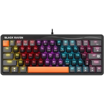 Клавиатура игровая механическая Defender Black Raven GK-417 RU,Rainbow,63кн серый 45414