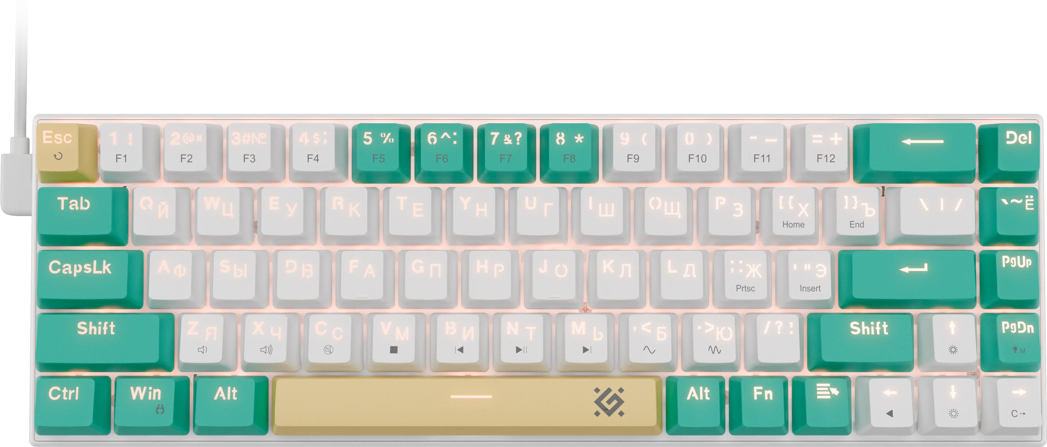 Клавиатура игровая механическая Defender Vexx Pro GK-084 RU,RGB белый+зеленый