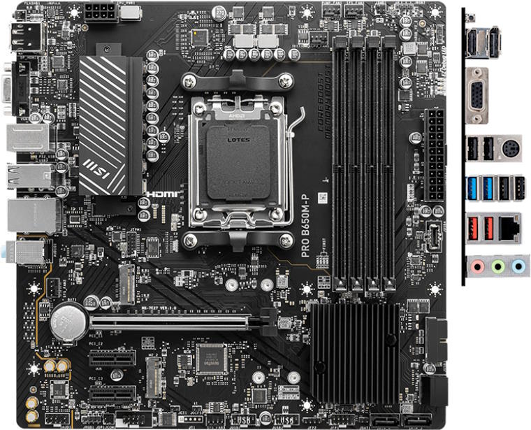Мат.плата AMD MSI PRO B650M-P AM5 4xDDR5 4xSATA3 RAID 2xM.2 HDMI DP mATX