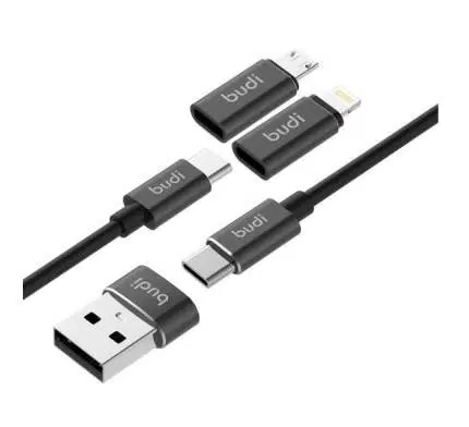 Кабель Lightning Budi 023, дата/заряд,1.2m, черный
