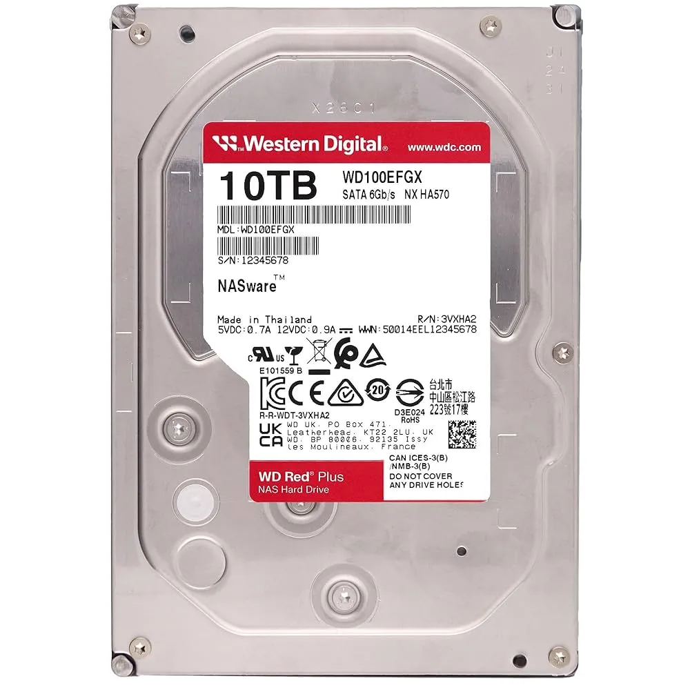 Винчестер для NAS систем HDD 10Tb Western Digital RED Plus SATA6Gb/s 3.5" 512Mb 7200rpm WD100EFGX