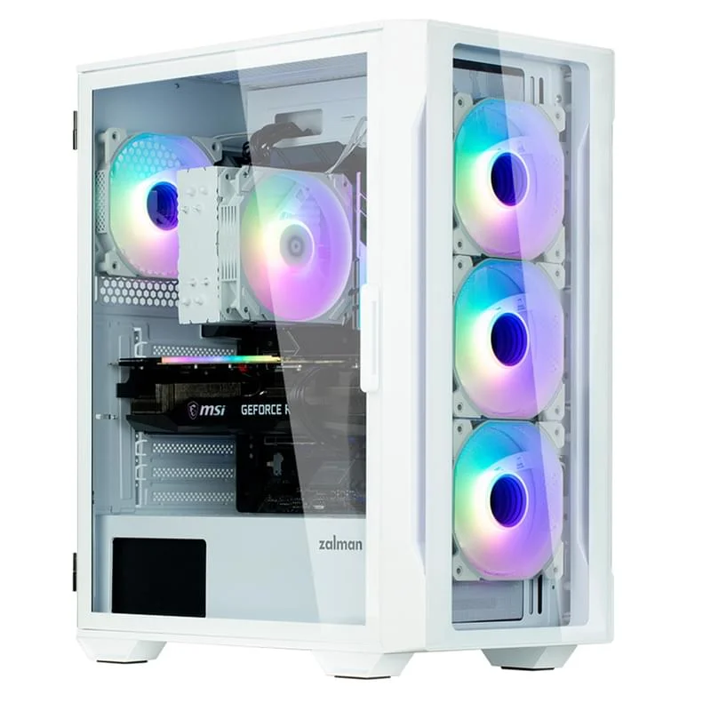 Корпус Zalman, i3 NEO ARGB White, Mid- Tower, ATX/m-ATX /Mini-ITX, USB2.0*1/ USB3.0*2, Audio/Mic, Кулер 4*12см ARGB LED, Высота процессорного куллера