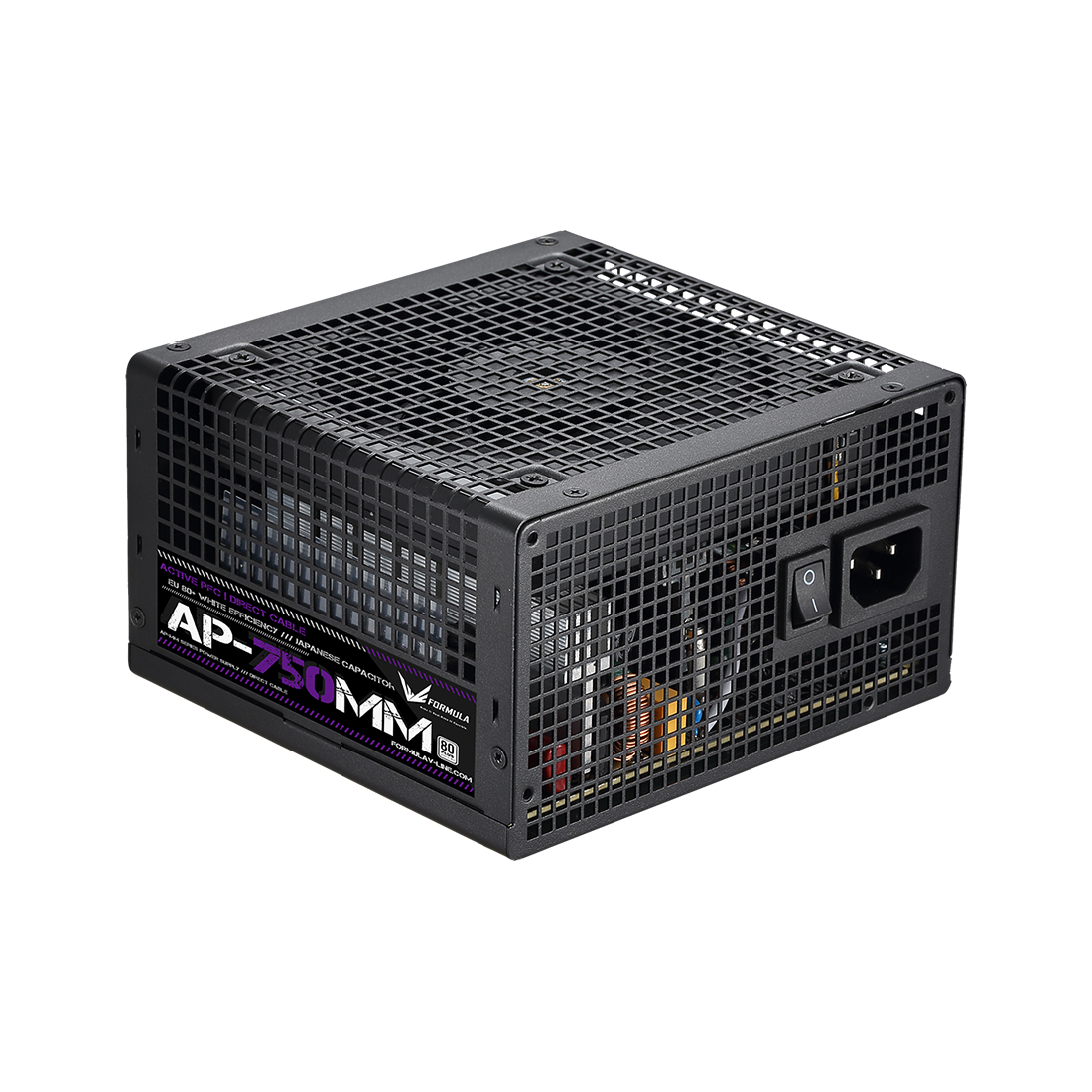 Блок питания, Formula V, AP-750MM, 750W, ATX, APFC, 20+4 pin, 4+4pin, 6*Sata, 2*Molex, 2*PCI-E 6+2 pin, Вентилятор 12см, Кабель питания, Чёрный