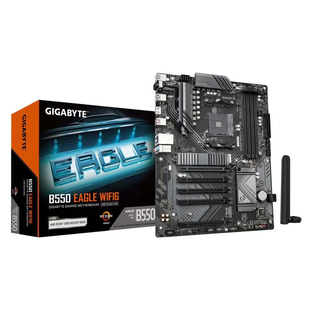 Мат.плата AMD Gigabyte B550 EAGLE ,MB Socket AM4, ATX, AMD B550 (HDMI) 4DDR4, 2PCIx16,PCIx1