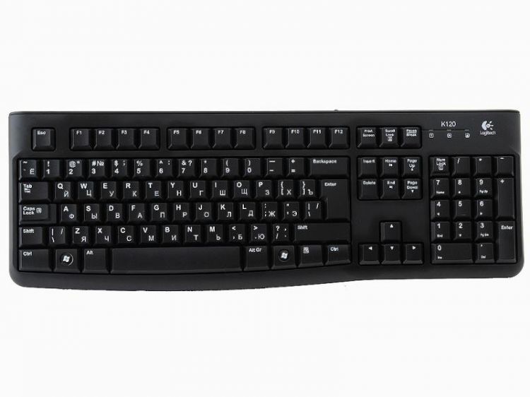 Клавиатура, Logitech K120, USB, ОЕМ, Black 920-002522