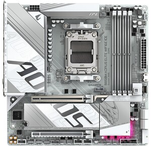 Мат.плата AMD Gigabyte B850M AORUS ELITE WIFI6E ICE, AM5, B850, 4xDDR5 4400/4800/5200/8200(OC), 4xSATA3, 2xM.2 (PCIe 4.0 x4/x2), RAID, 1 x Front HDMI 
