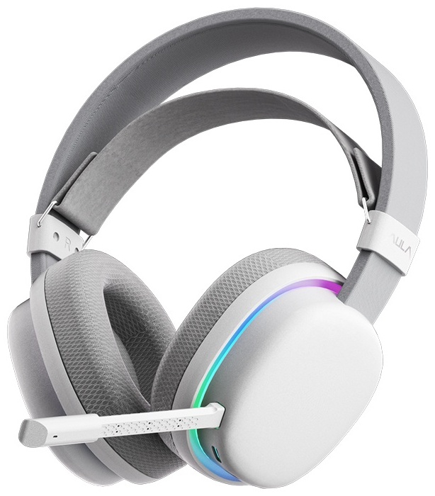 Наушники с микрофоном AULA G7 White, BT/2.4G/Wired, 1000mAh, RGB