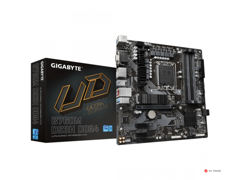 Мат.плата Gigabyte B760M DS3H DDR5,4DDR5,LGA1700,(VGA+2DP+HDMI), PCIx16, 2PCIx1