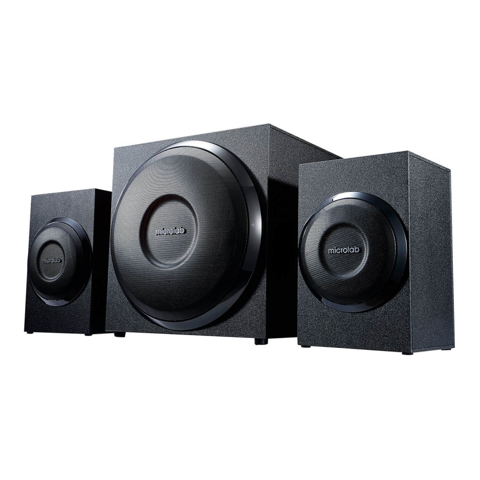 Колонки Microlab M-110, 2,1, 10Вт (5Вт+2,5Вт*2), Вход 3,5 MiniJack, Выход 2RCA, Чёрный