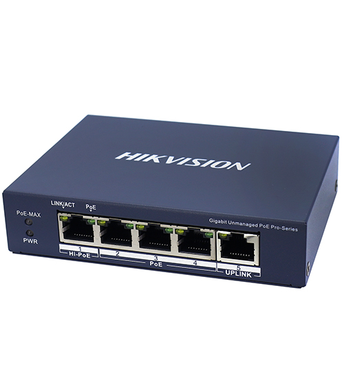 Сетевой коммутатор Hikvision DS-3E0505HP-E ,Switch 4 port 10/100/1000M 3xGE PoE, 1xGE Hi-PoE, 1xGb R