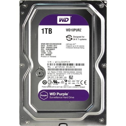 Винчестер для видеонаблюдения 1Tb Western Digital Purple SATA 6Gb/s 64Mb 3,5" WD10PURZ