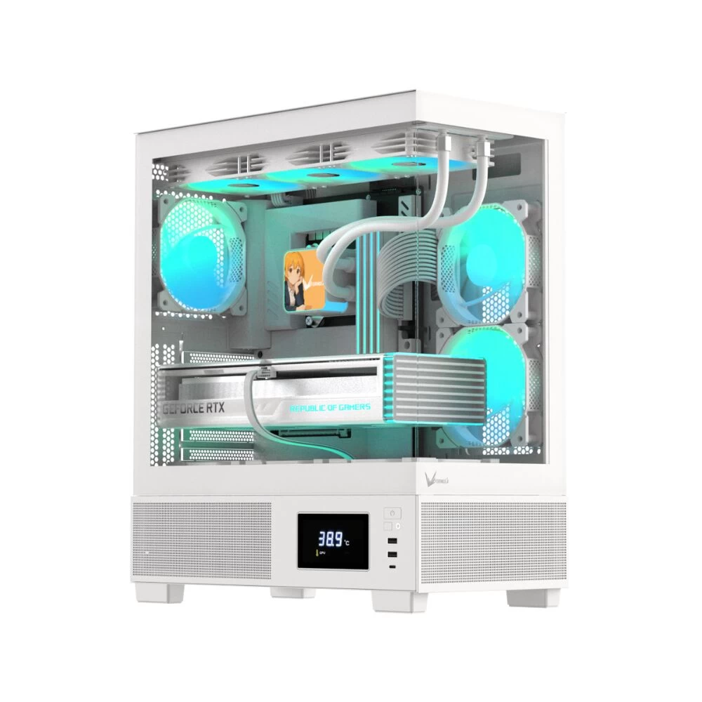 Компьютерный корпус, Formula V, Crystal E1 Cosmic White, ATX/micro ATX/ITX, USB Type C*1/3.0*2, HD-Audio, Кулер 3*120мм Floe ARPW, Высота процессорног