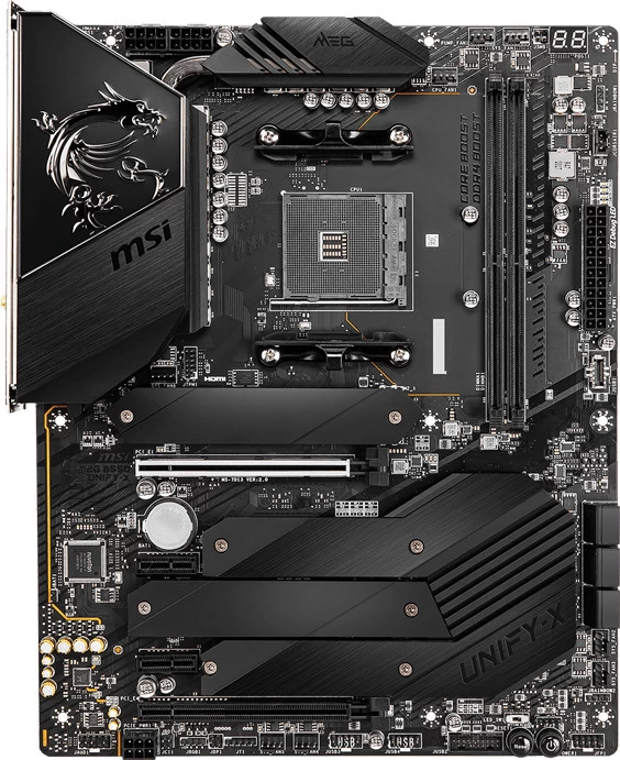 Мат.плата AMD MSI MEG B550 UNIFY-X AM4 2xDDR4 6xSATA3 RAID 4xM.2 HDMI ATX Мат.плата AMD MSI MEG B550 UNIFY-X AM4 2xDDR4 6xSATA3 RAID 4xM.2 HDMI ATX