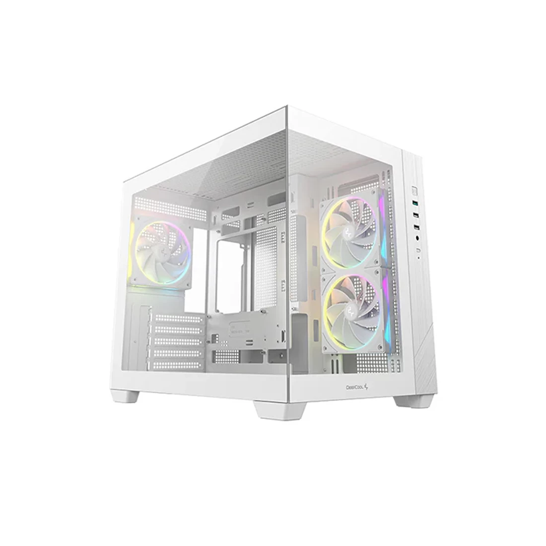 Кейс, Deepcool, CG330 3F WH R-CG330-WHNGM3-G, Micro ATX/Mini-ITX, USB 3.0/2.0*2, Audio+Mic, 3*120mm ARGB, Высота процессорного кулера до 163мм, Длина 
