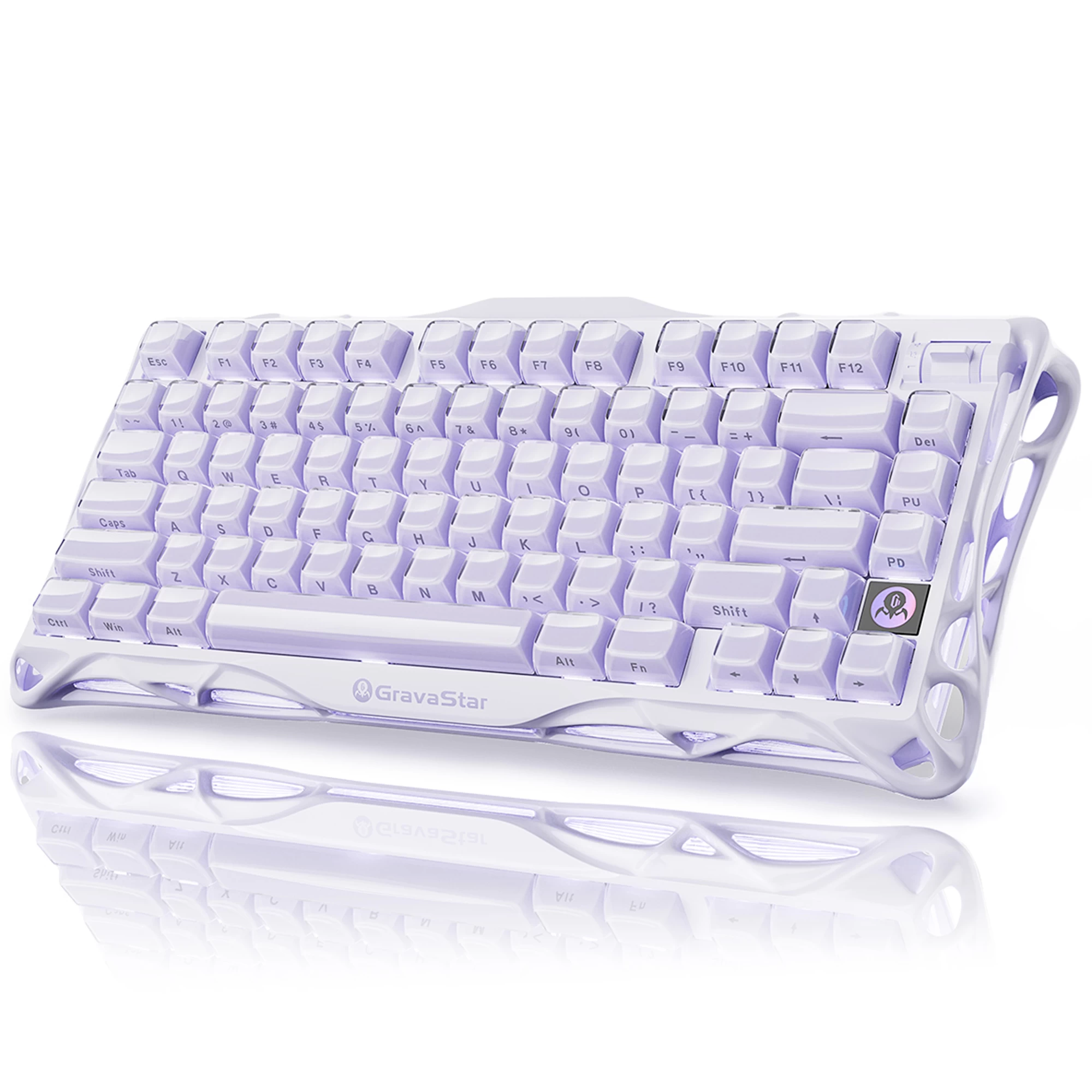 Клавиатура проводная + беспроводная GravaStar Mercury K1_PL/ фиолетовый/ механическая/ RGB/ Stellar Bloom Linear switch/ 79/ONLY ENGLISH/6972448924344