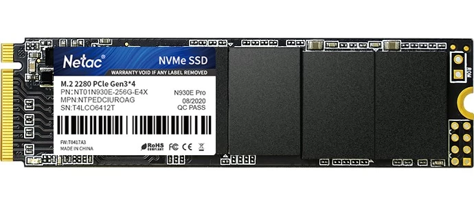 256 GB SSD M.2 PCIe Netac N930E Pro, NT01N930E-256G-E4X, 256 GB ,NVMe
