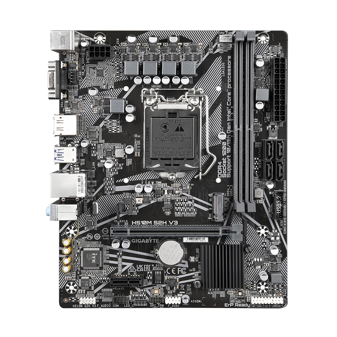 Мат.плата Gigabyte H510M S2H V3 ,MB Socket1200, MATX, iH470 (VGA+DVI+HDMI), 2DDR4, PCIx16, 2PCIx1