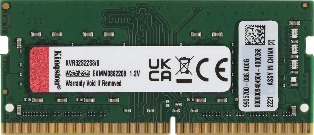 SODIMM 8GB DDR4 <3200MHz> Kingston, KVR32S22S8/8WP, CL22, 8 chip