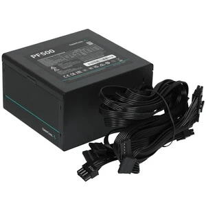 Блок питания, Deepcool, PF500 R-PF500D-HA0B-WDEU, 500W, ATX, APFC, 20+4 pin, 4+4pin, 6*Sata, 2*Molex, 2*PCI-E 6+2 pin, Вентилятор 12см, Кабель питания
