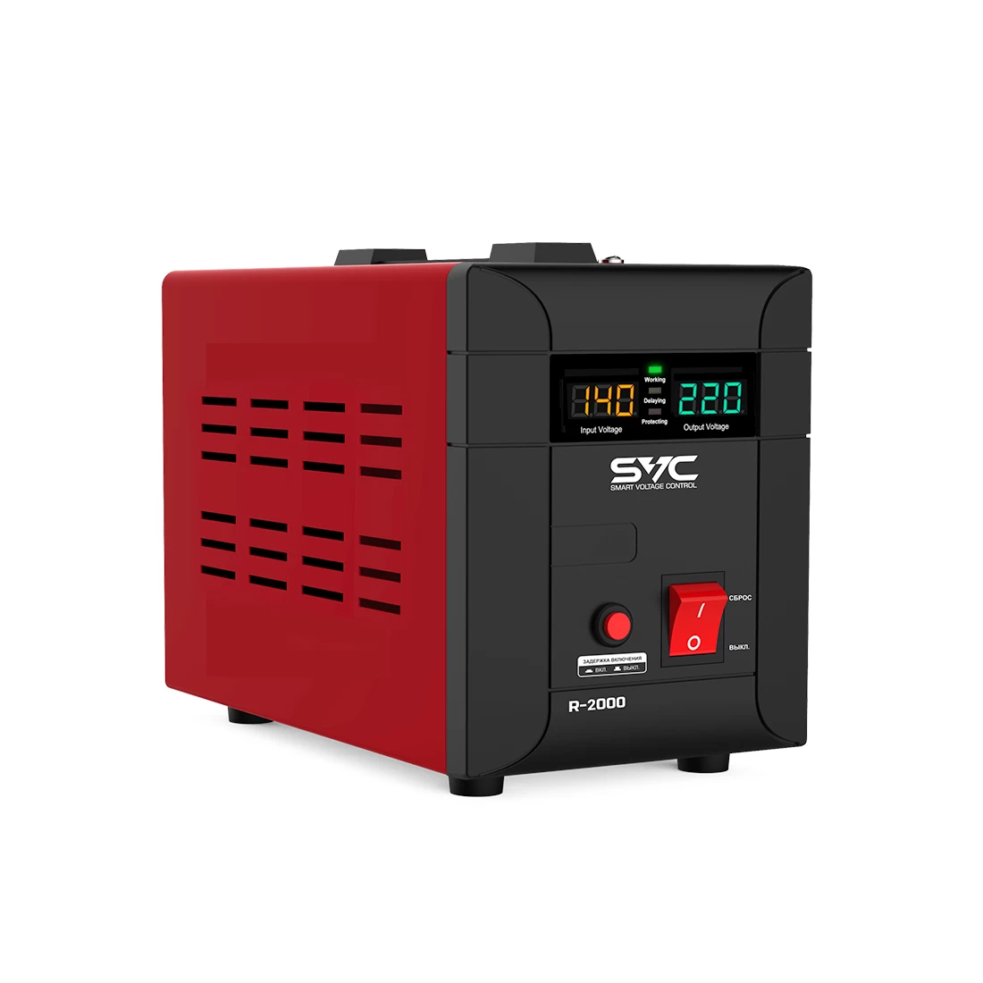 Стабилизатор (AVR), SVC, R-2000, 2000ВА/2000Вт, Диапазон работы AVR: 140-260В, Выходное напряжение:
