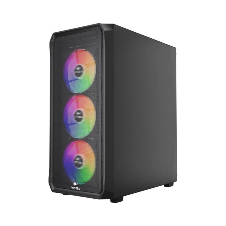 Корпус Wintek Tornado Pro PS195-B-M TG, ATX, USB 1*3.0/2*2.0, HD+Mic, 0,5mm, 4*12cm ARGB, Black