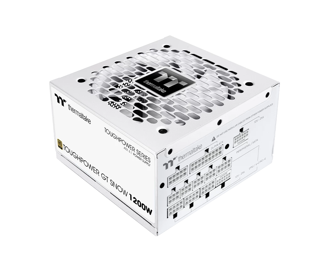 Блок питания Thermaltake, TOUGHPOWER GT Snow 1200W, PS-TPT-1200FNFAGE-W, 1200W, ATX, 80 PLUS Gold, 20+4 pin, 5*PCI-E 6+2 pin, 1*PCI-E 12+4 pin, 6*SATA