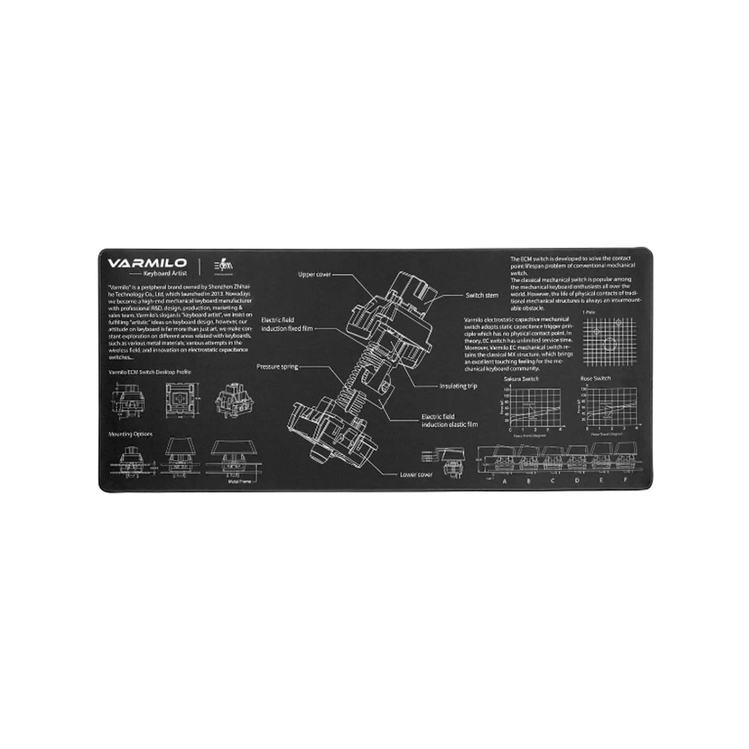 Коврик для компьютерной мыши, Varmilo, EC Switch XL, ZDB005-01, 900х400х3 мм, Каучук, Ткань, Черный