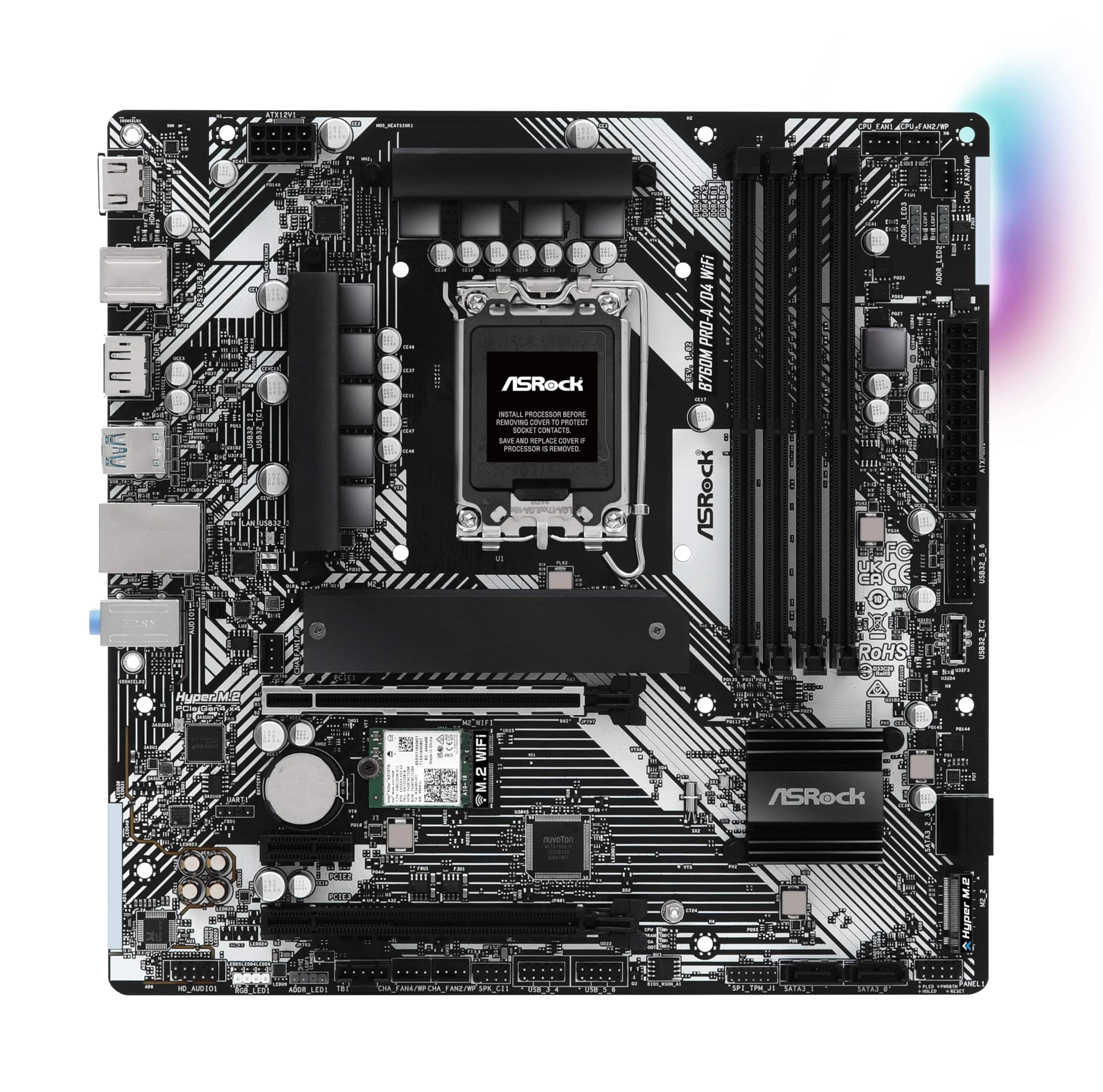 Мат.плата ASRock B760M PRO-A/D4 LGA1700 4xDDR4 4xSATA RAID 2xM.2 Type-C HDMI DP mATX