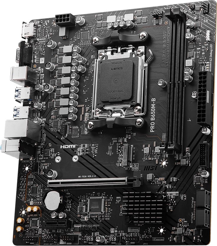 Мат.плата AMD MSI PRO B650M-B AM5 2xDDR5 4xSATA3 RAID M.2 HDMI VGA mATX