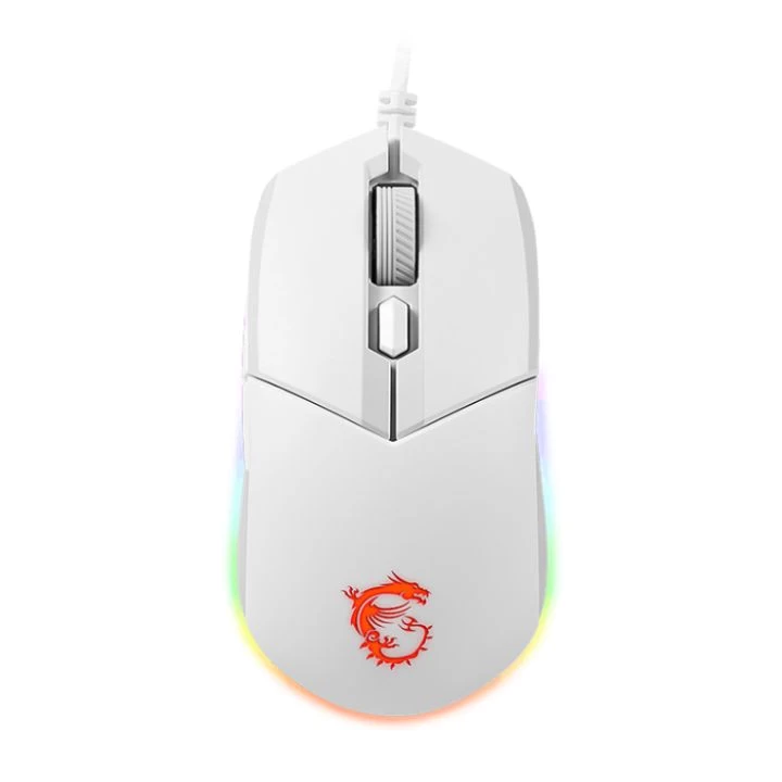 Мышь MSI Clutch GM11. БЕЛАЯ Полноцветная RGB подсветка с 7 световыми эффектами. 5-уровневый сенсор
