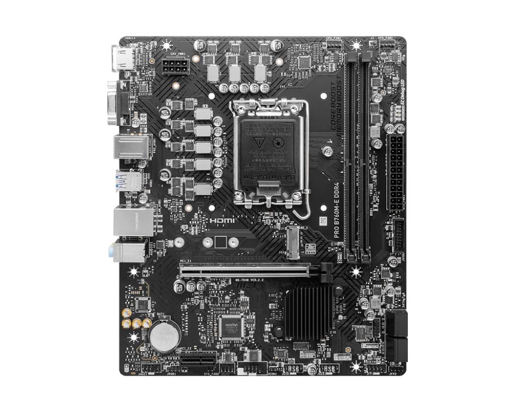 Мат.плата MSI PRO B760M-E DDR4 LGA1700 2xDDR4 4xSATA3 M.2 VGA HDMI mATX Мат.плата MSI PRO B760M-E DDR4 LGA1700 2xDDR4 4xSATA3 M.2 VGA HDMI mATX