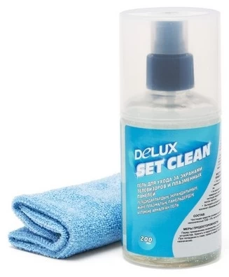 Чистящий набор, Delux, Set Clean, Для ухода за экранами телевизоров и плазменных панелей, Гель 200 м