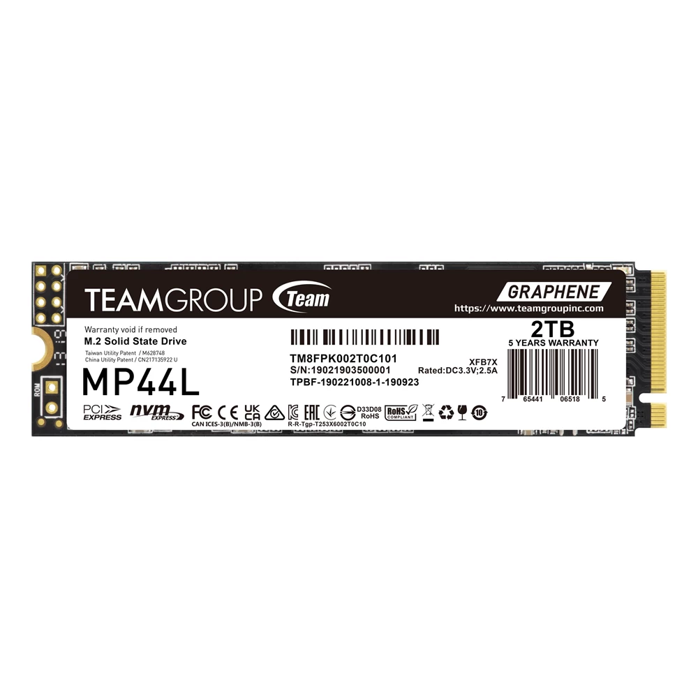 2 000 GB SSD TeamGroup MP44L M.2 2280 PCIe4.0x4 NVMe R4800Mb/s, W4400MB/s TM8FPK002T0C101