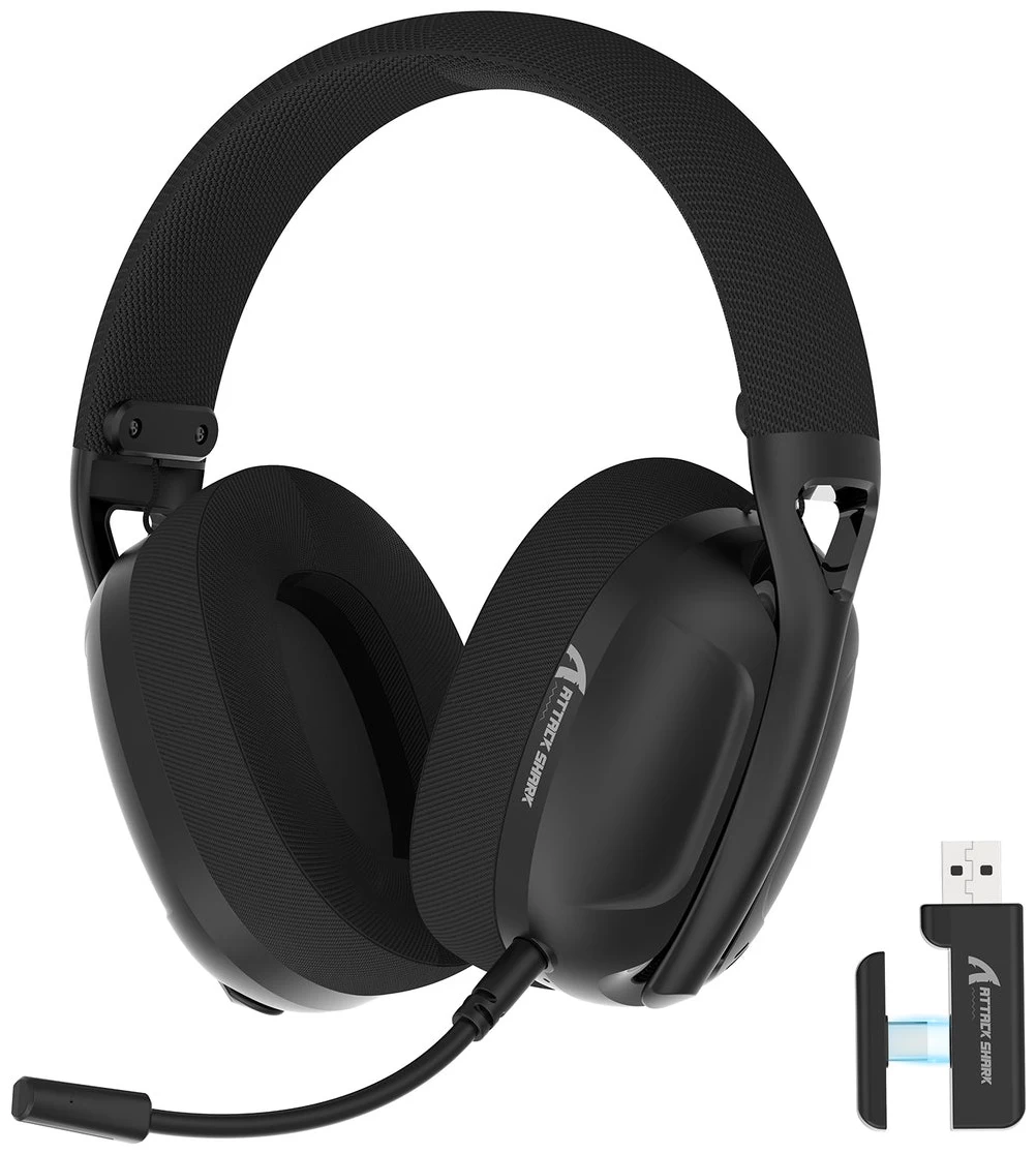 Наушники Attack Shark L80 PRO Black, 2.4/BT/USB-C, 40mm Driver, 300mAh, Latency 20ms, 203g, (6972792471983)