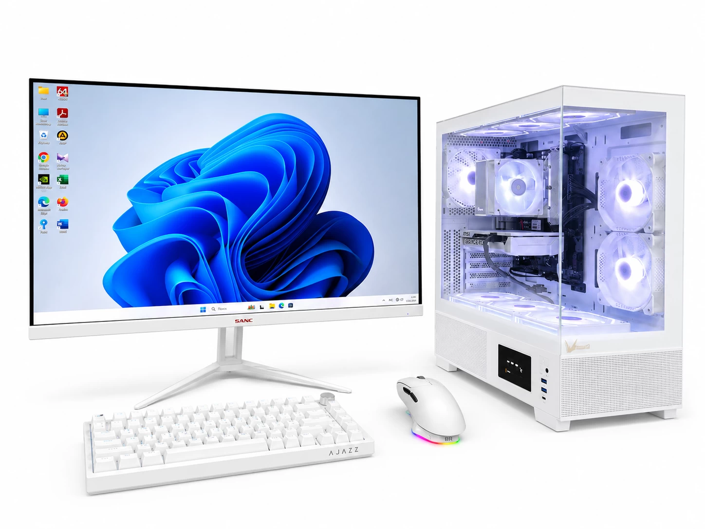 ИГРОВОЙ ПК с МОНИТОРОМ Ryzen 5 7500F/B650M-H WiFi/A40 WH ARGB/16 Gb DDR5/1 Tb NVMe/RTX5060 8 Gb MSI/Crystal E1 Co/600W/ 27" Sanc FHD 200Hz/AK820/AJ179
